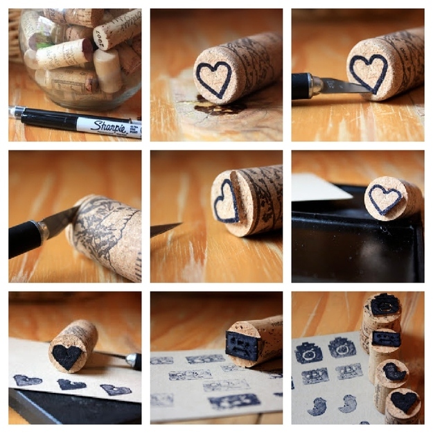 Functional craft alert! Try making these cute wine cork stamps.