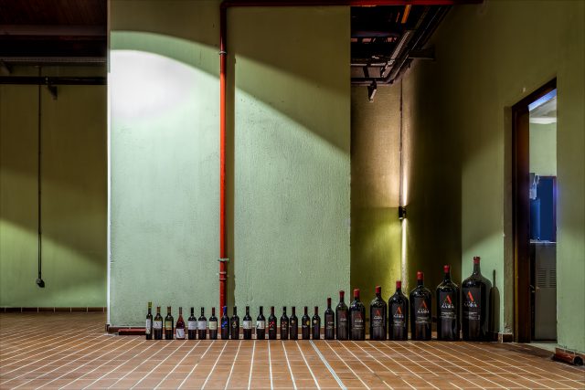 Wine bottle line up by Andrew Barrow 