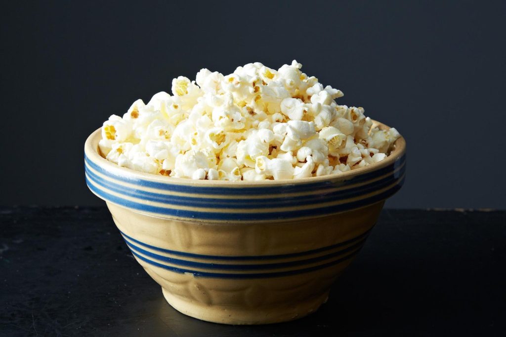 Winter wine and food pairings: Bowl of popcorn to pair with Champagne